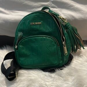 Steve Madden Green Compact Backpack with Gold Accents